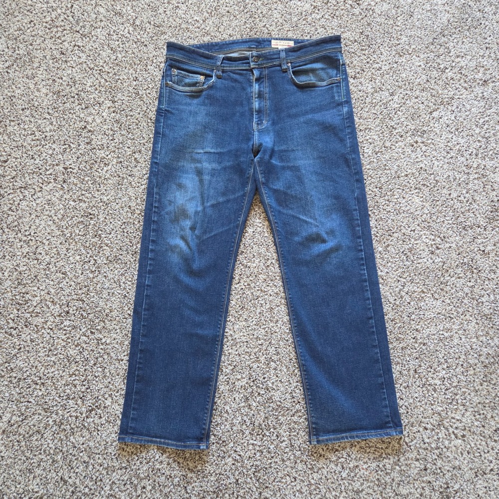 Orvis Jeans Mens 36x28 Blue Five Pocket Straight Leg Stretch Denim